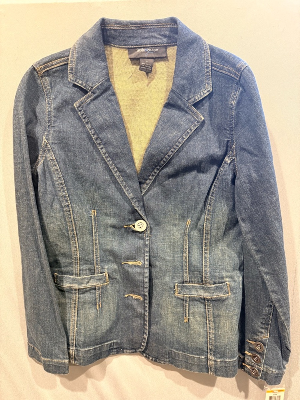 Style Co Women's Blue Denim Blazer Jacket